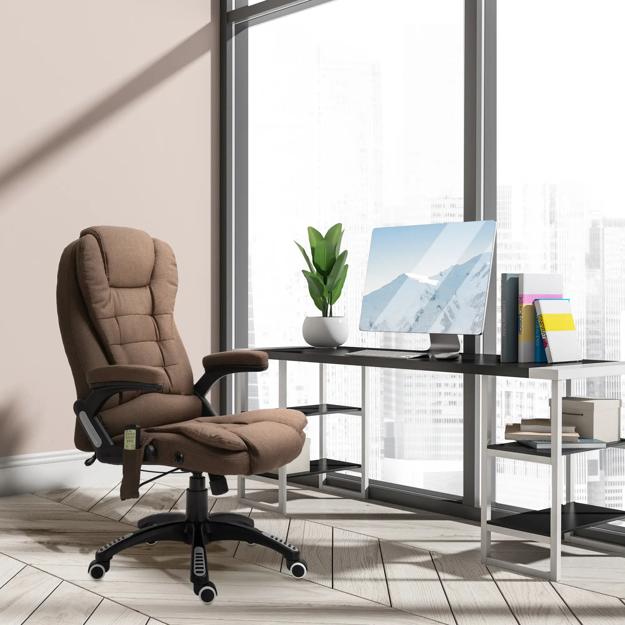Reclining Massage Office Chair, High Back, Swivel Wheels, Brown Massage Chairs at Gallery Canada