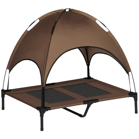 Elevated Dog Bed with Canopy, Portable Dog Cot, L Size, 36" x 30" x 35", Coffee Elevated Dog Beds Coffee, Black at Gallery Canada