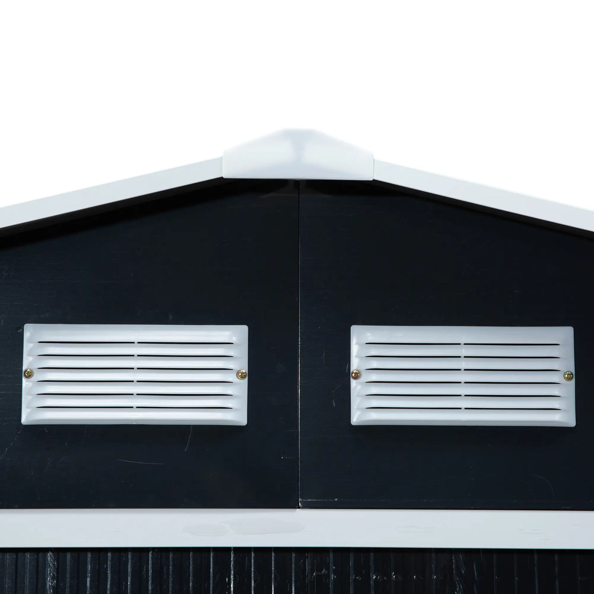 9.1'x6.4'x6.3' Garden Storage Shed, Foundation Kit, Metal Tool House, Double Doors, Dark Grey Sheds at Gallery Canada