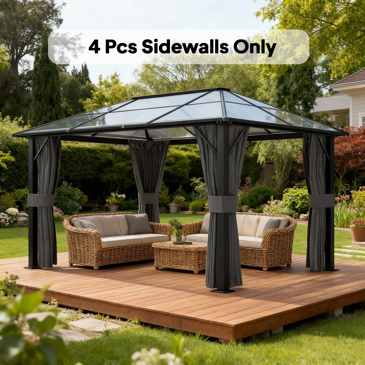 10' x 12' Gazebo Sidewall Set, 4 Panels, Grey Gazebo Sidewalls at Gallery Canada