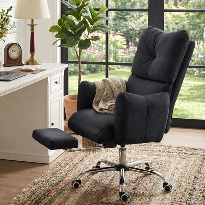 Ergonomic Office Gaming Chair With Foot Rest, Fabric, Black Task Chairs at Gallery Canada
