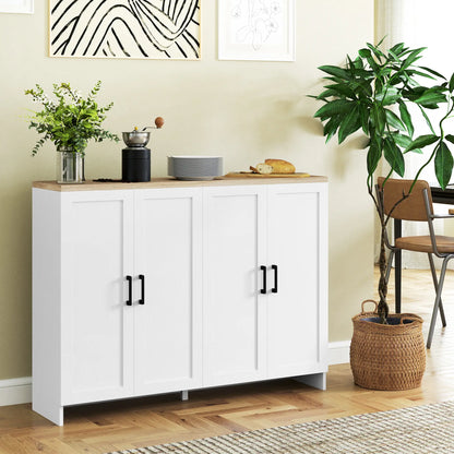 Modern Sideboard Buffet Cabinet, 4 Doors Adjustable Shelves, White Storage Cabinets at Gallery Canada