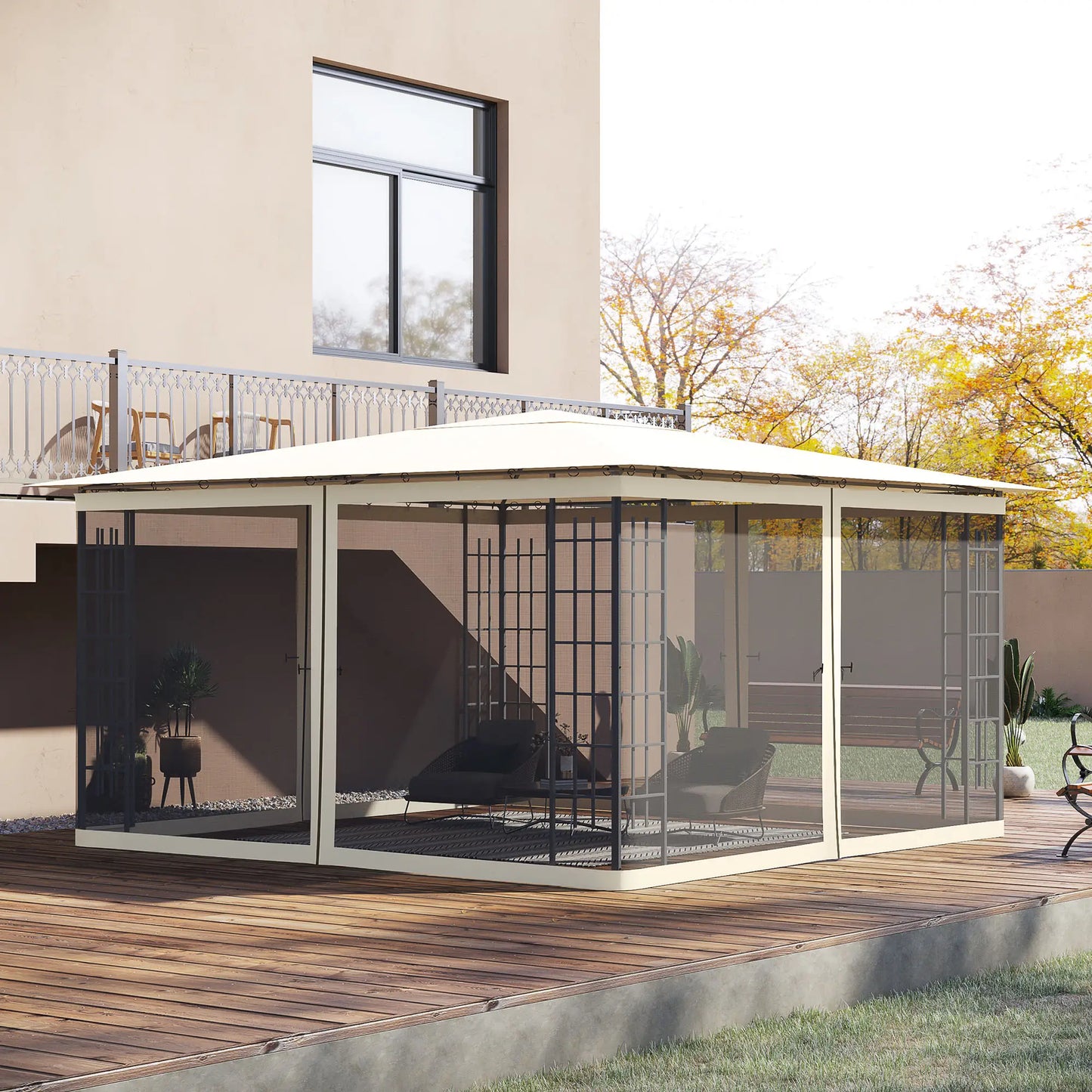 Replacement Mosquito Netting, 13' x 13', Cream White, Black Gazebos at Gallery Canada