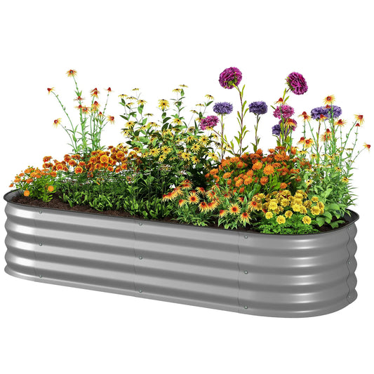 4.9 x 2 x 1ft Galvanized Raised Garden Bed, Metal Planter Box, Silver