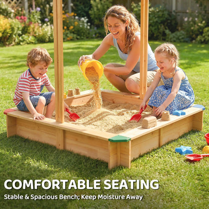 Wooden Sandbox With Cover, Outdoor For Kids, Light Brown Sandboxes & Accessories at Gallery Canada