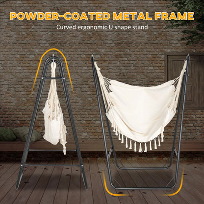 Hammock Chair With U Shape Stand, Side Pocket, Cream White Hammock Swings at Gallery Canada