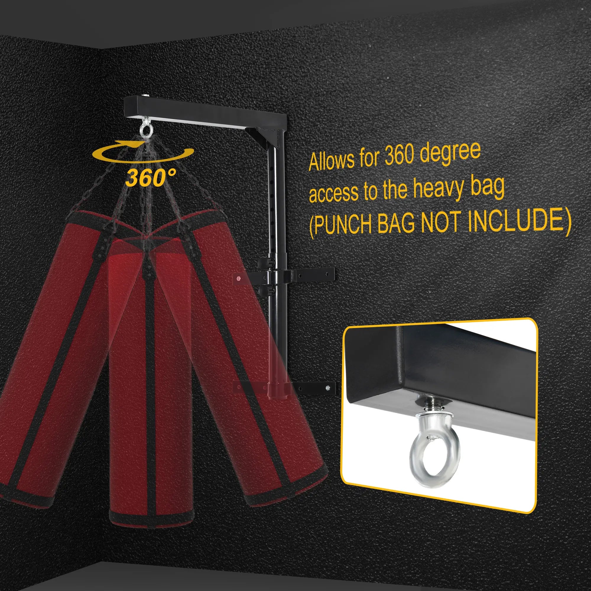 Heavy Duty Boxing Punch Bag Hanger, Wall Mount, 220lbs, Black Punching Bag Hangers at Gallery Canada