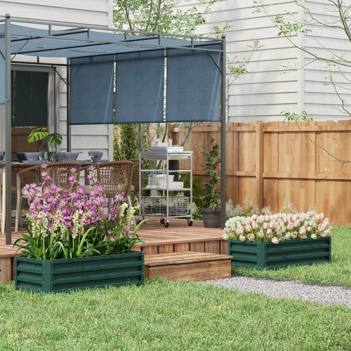 Galvanized Raised Garden Beds, Set of 2, Outdoor Planter Box, Green
