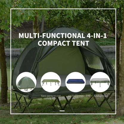 Camping Combo Tent Cot Air Mattress w/ Pump, Dark Green Camping Tents at Gallery Canada