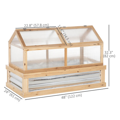Raised Garden Bed Kit, Greenhouse Wooden Planter, 48" x 24" x 32", Natural Cold Frame Greenhouses at Gallery Canada
