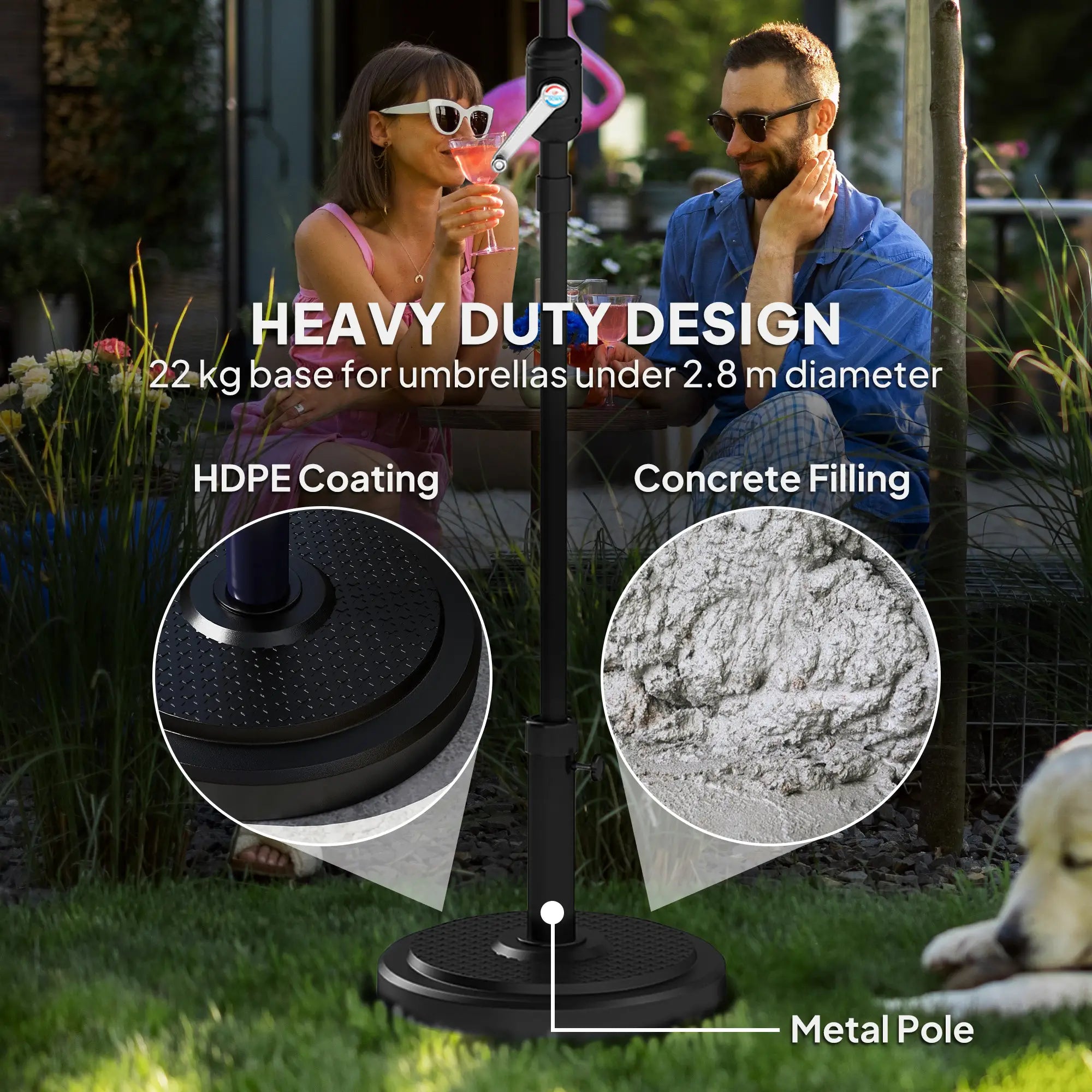 48 Lbs Patio Umbrella Base, Round HDPE, For 1.5