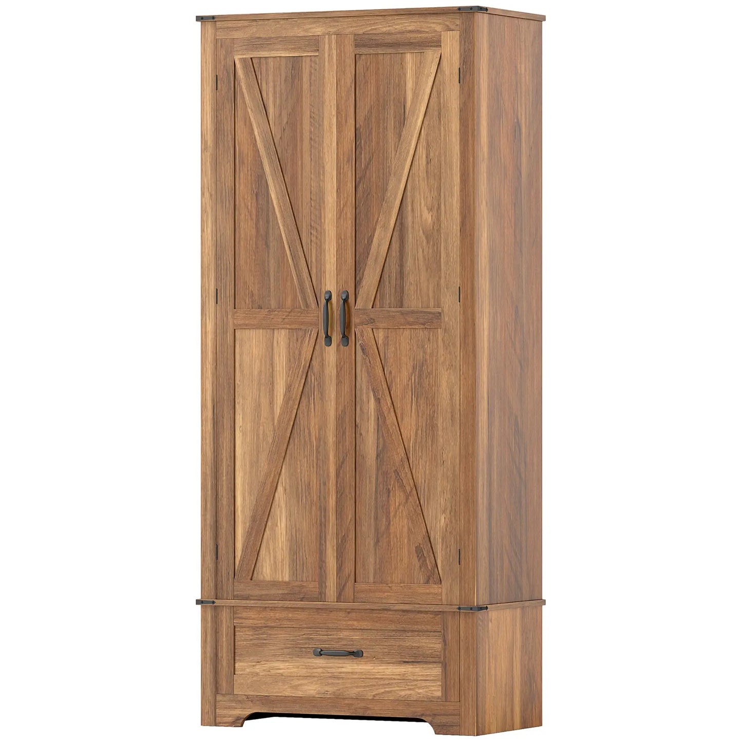 72" Farmhouse Pantry Cabinet, Adjustable Shelves, 2 Doors, Brown Kitchen Pantry Cabinets Brown at Gallery Canada