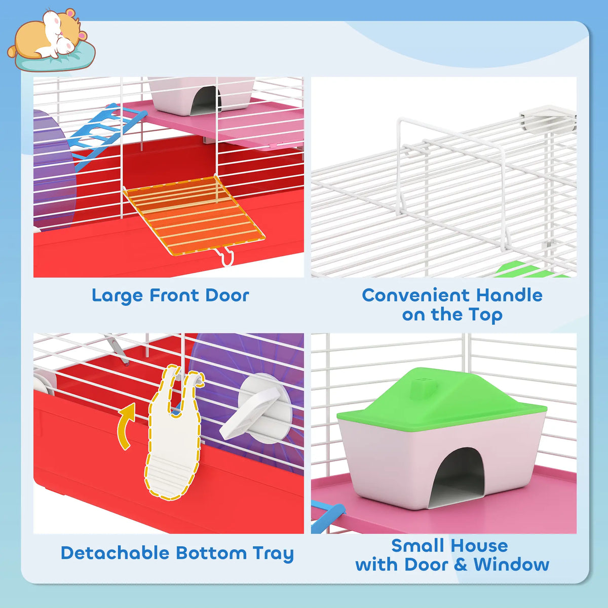 18.5'' Hamster Cage, Exercise Wheel, Water Bottle, 2 Storey, Red Hamster Cages at Gallery Canada