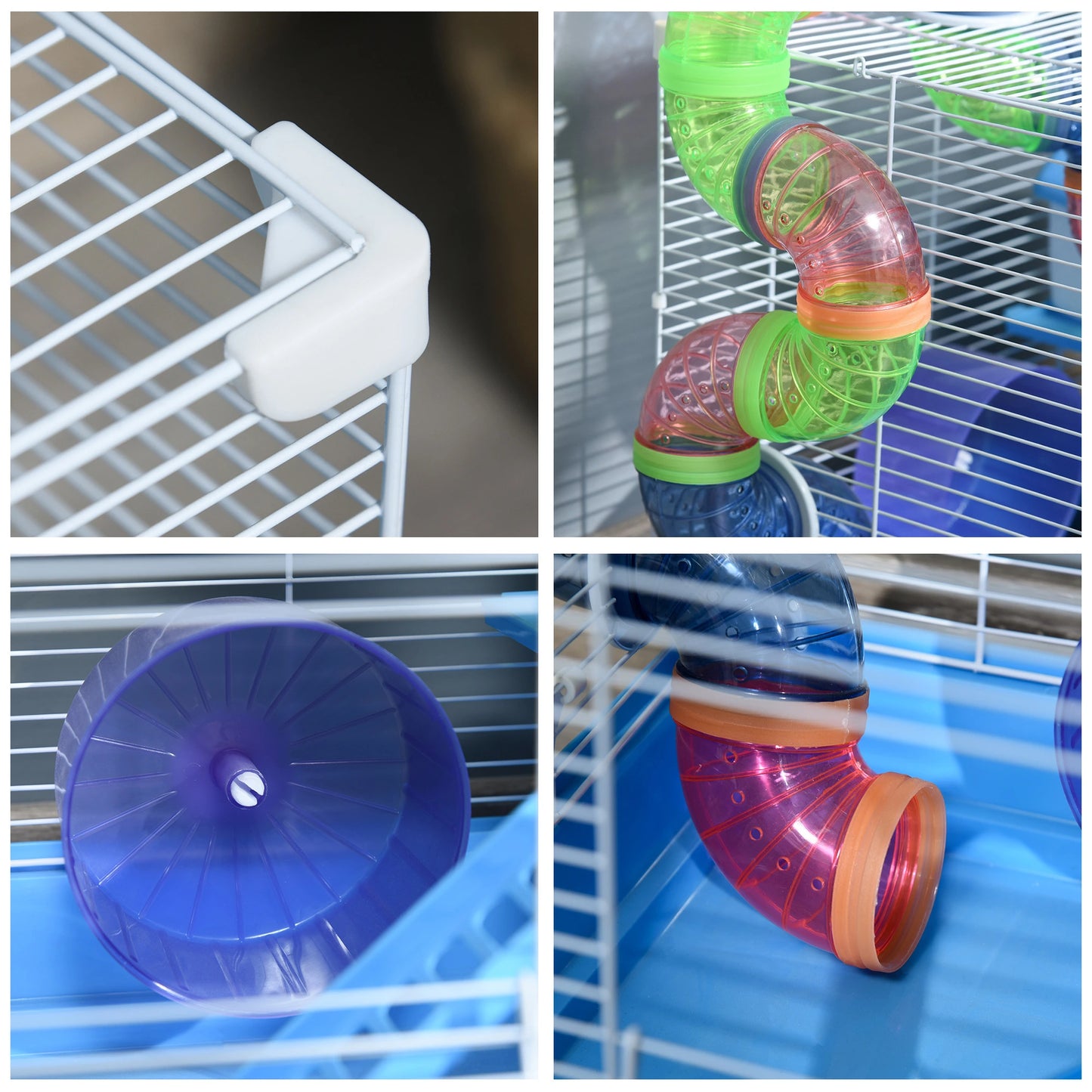18"L Hamster Cage, 2-Level Rat Gerbil Haven, Tunnel Tube System, Blue Hamster Cages at Gallery Canada