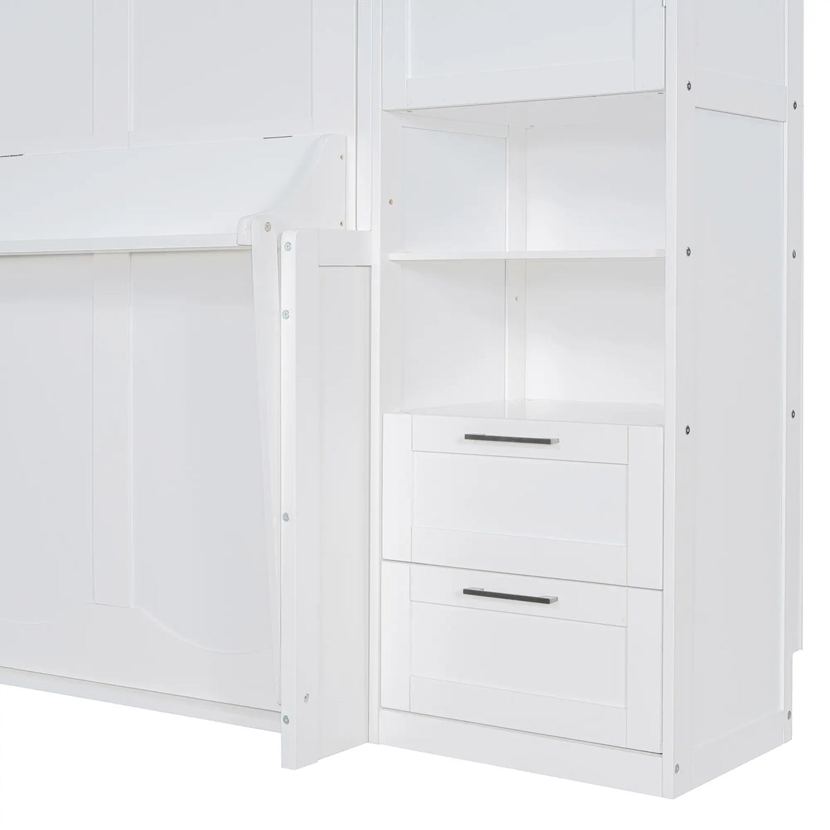 Murphy Bed with Closet, Drawers, Shelves, 114" L x 17" W x 87" H, White Bed Frames at Gallery Canada