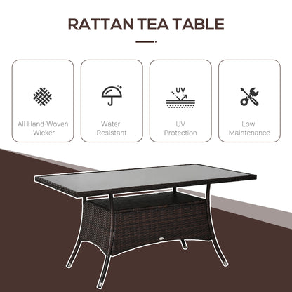 Patio Rattan Dining Table With Glass Top, 59x34x29, Brown Patio Dinning Tables at Gallery Canada