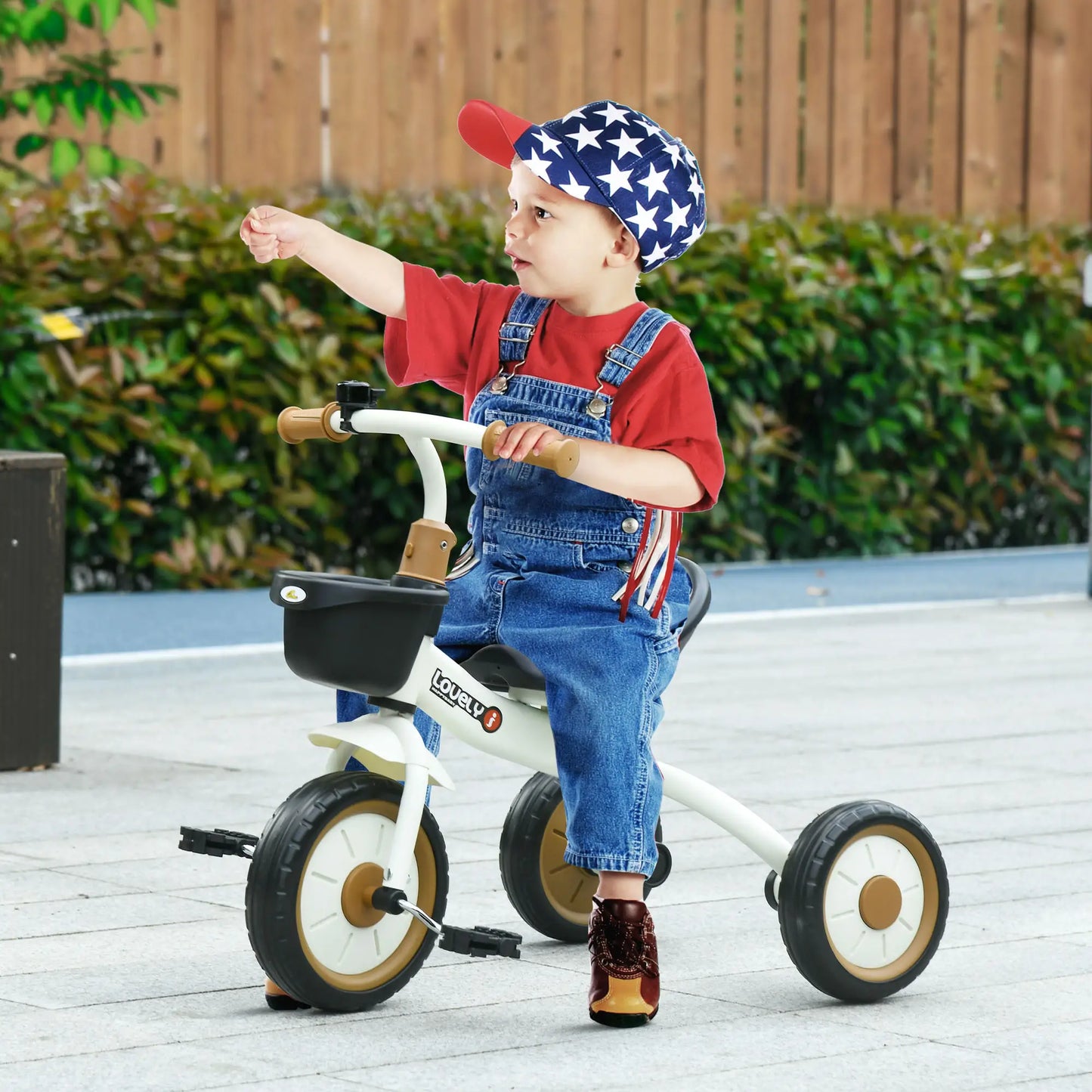Toddler Tricycle for 2-5 Year Olds, Adjustable Seat, Basket, Bell, White Tricycles for Kids at Gallery Canada