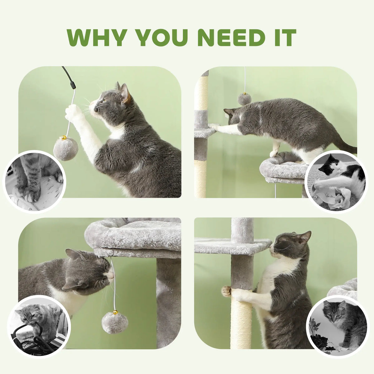 53 Cat Tree, Scratching Posts, Condo, Beds, Platforms, Light Grey Cat Towers at Gallery Canada