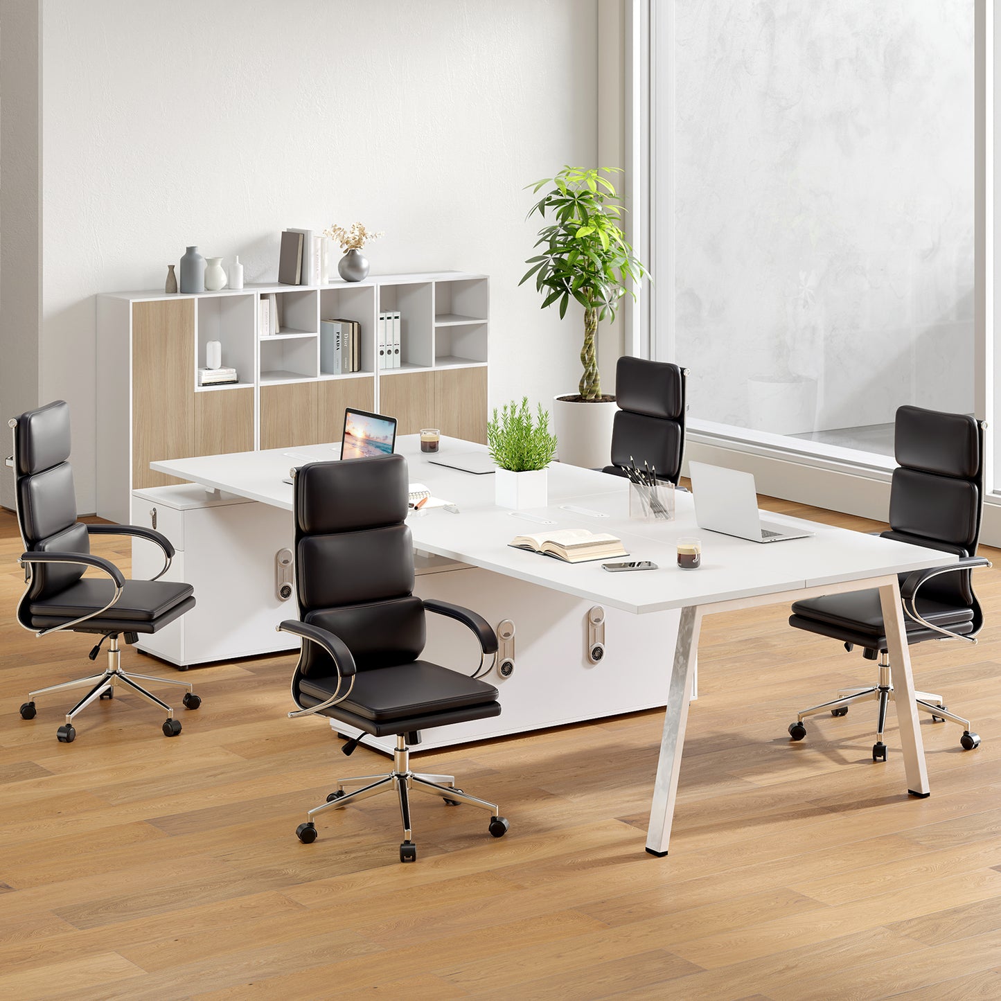 Ergonomic Leather Office Chair, Adjustable Height, Rocking Function, Black Ergonomic Chairs at Gallery Canada