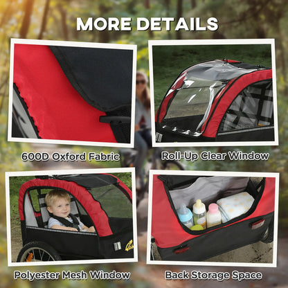 Kids Bike Trailer, 16" Wheels, 5-Point Harness, Storage Bag, 18+ Months, Red Kids Bike Trailers at Gallery Canada