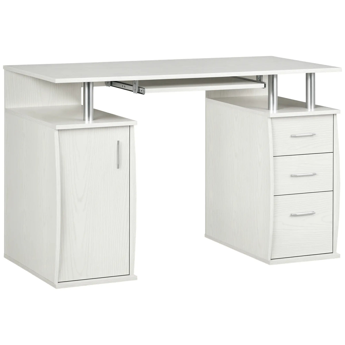 47" Computer Desk With Keyboard Tray, Storage Drawers, White Computer Desks White at Gallery Canada