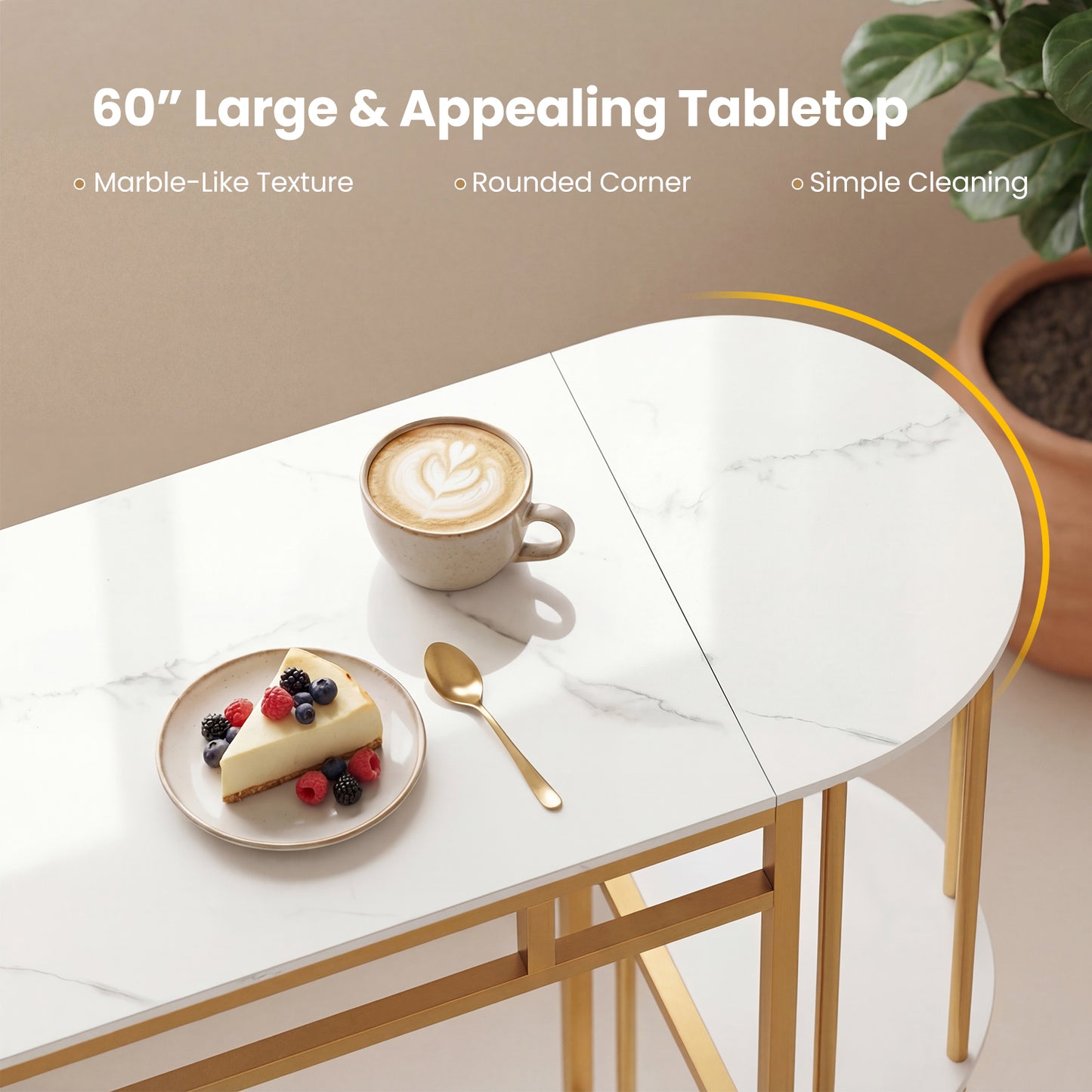 60 Inch Dining Table, 2 Upholstered Barstools, Faux Marble Tabletop, White Dining Room Sets at Gallery Canada