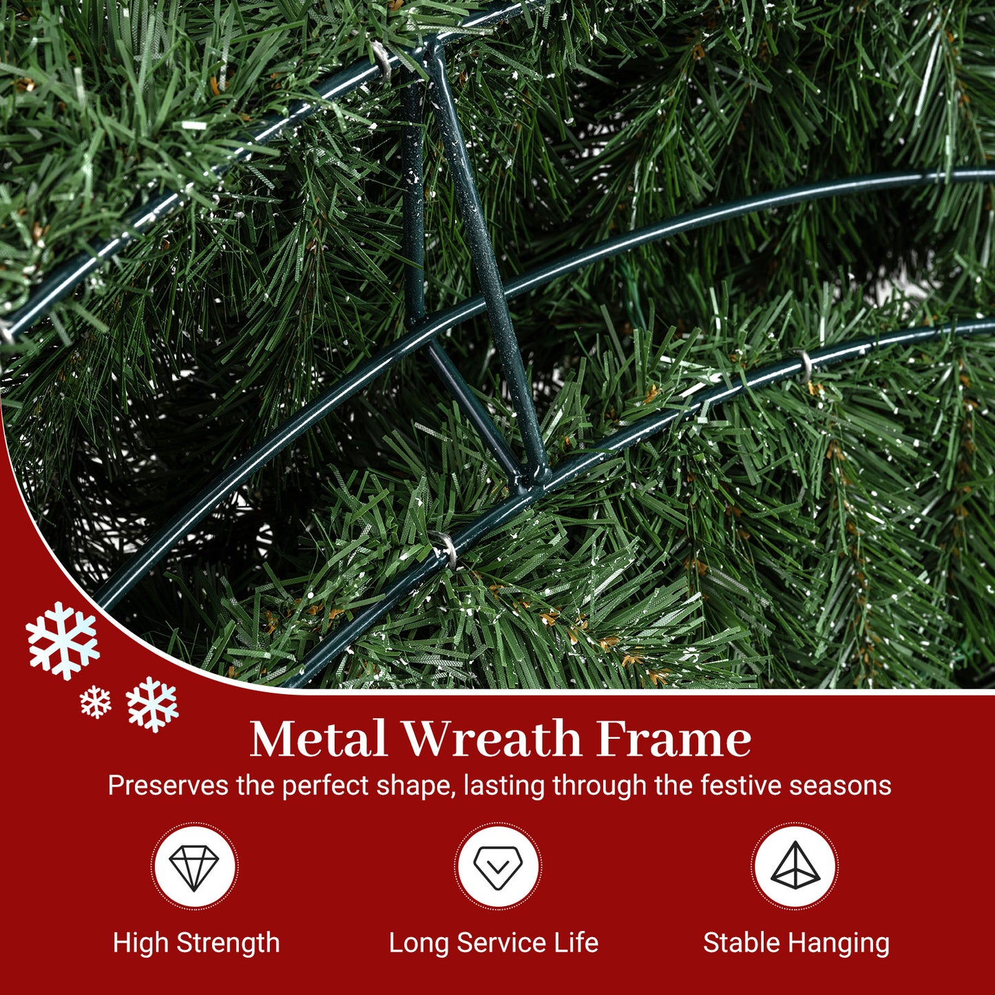 60 Inch Pre-Lit Artificial Christmas Wreath 200 LED Warm White Lights-1 Piece Christmas Decor & Accessories at Gallery Canada