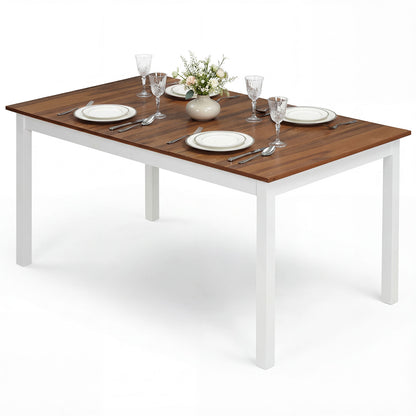 60 Inch Rectangular Dinner Table with Solid Rubber Wood Legs, Brown Dining Tables at Gallery Canada