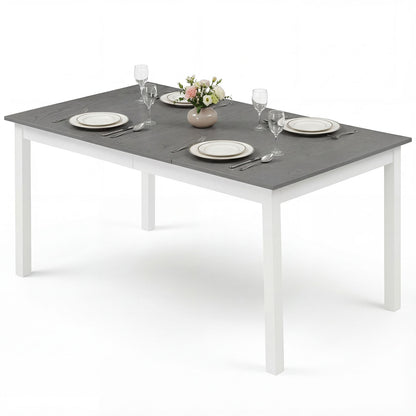 60 Inch Rectangular Dinner Table with Solid Rubber Wood Legs, Gray Dining Tables Gray at Gallery Canada