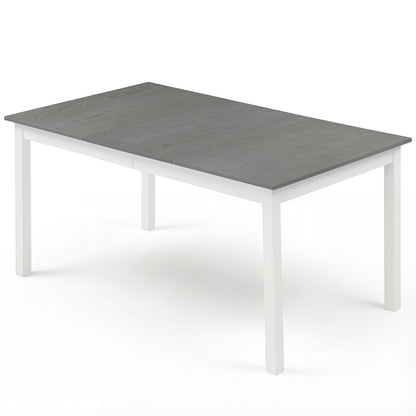 60 Inch Rectangular Dinner Table with Solid Rubber Wood Legs, Gray Dining Tables at Gallery Canada