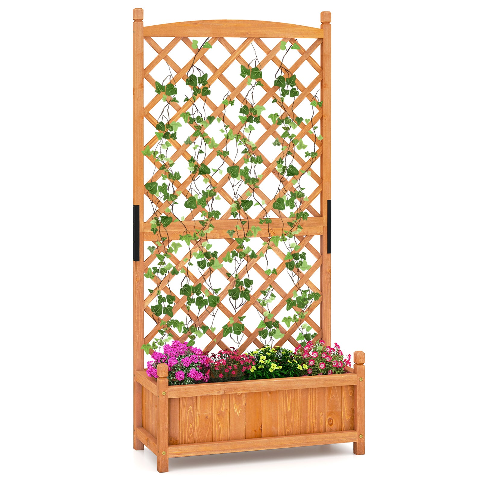 60 Inch Tall Raised Garden Bed, Diamond Lattice Trellis, Drainage Holes, Orange Raised Garden Beds at Gallery Canada