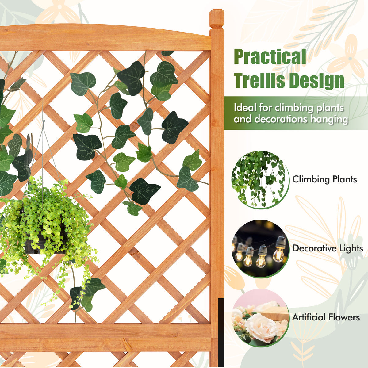 60 Inch Tall Raised Garden Bed, Diamond Lattice Trellis, Drainage Holes, Orange Raised Garden Beds at Gallery Canada