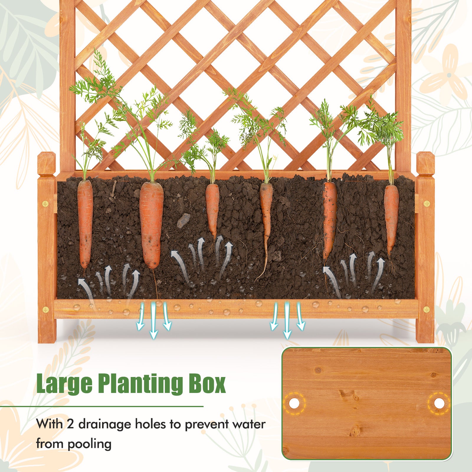 60 Inch Tall Raised Garden Bed, Diamond Lattice Trellis, Drainage Holes, Orange Raised Garden Beds at Gallery Canada