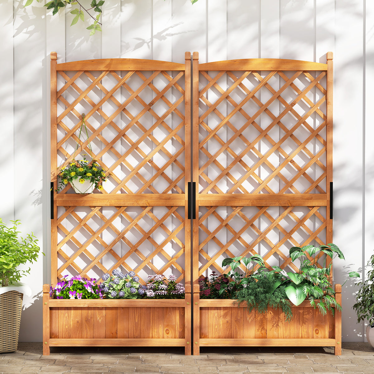 60 Inch Tall Raised Garden Bed, Diamond Lattice Trellis, Drainage Holes, Orange Raised Garden Beds at Gallery Canada