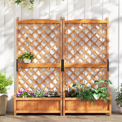 60 Inch Tall Raised Garden Bed, Diamond Lattice Trellis, Drainage Holes, Orange Raised Garden Beds at Gallery Canada
