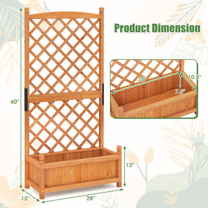 60 Inch Tall Raised Garden Bed, Diamond Lattice Trellis, Drainage Holes, Orange Raised Garden Beds at Gallery Canada