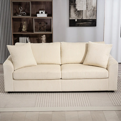 3 Seater Sofa, 83.5" Upholstered Couch, Pocket Spring, Cream White 3-Seater Sofas at Gallery Canada