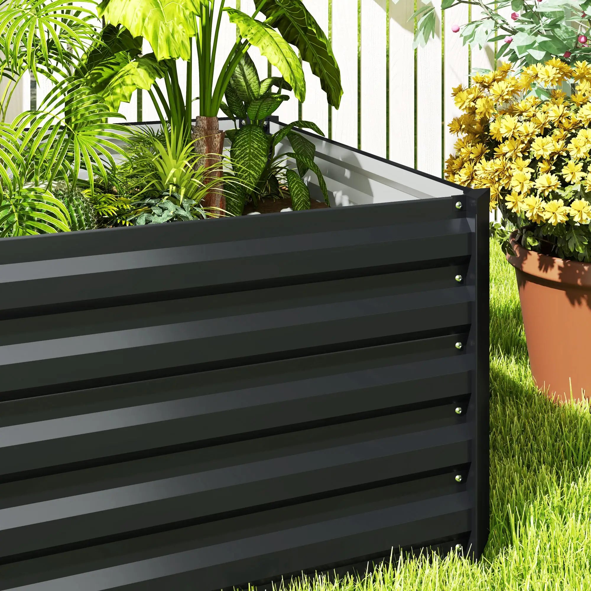 8x2.6x1.5ft Galvanized Raised Garden Bed, Outdoor Planter Box, Dark Grey Raised Garden Beds at Gallery Canada