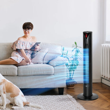 Freestanding Tower Fan, 3 Speed, 12h Timer, Oscillating, LED Panel, Remote, Black Tower Fans at Gallery Canada