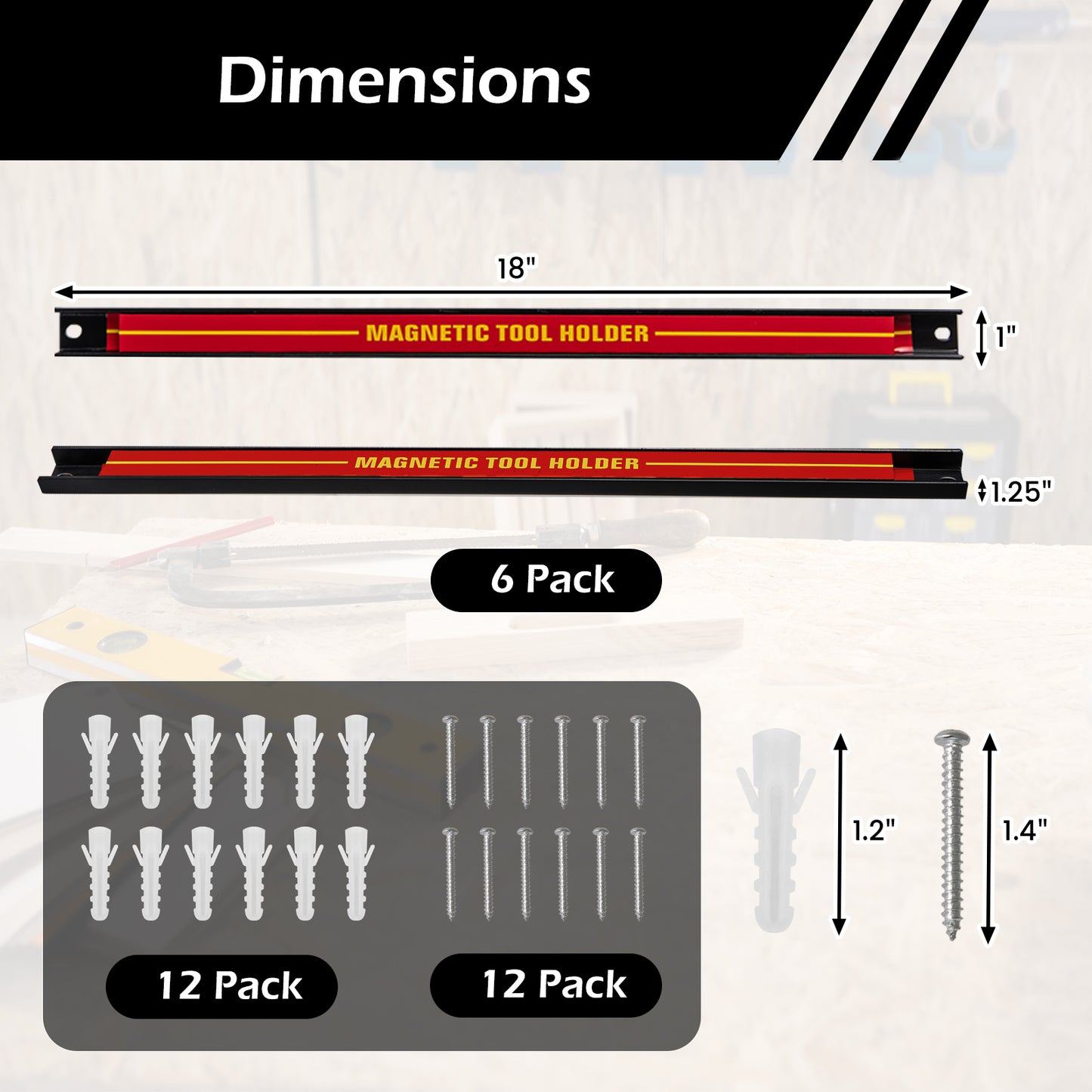 18 Inch Magnetic Tool Holder Strip, With Mounting Screws, Red Garages at Gallery Canada