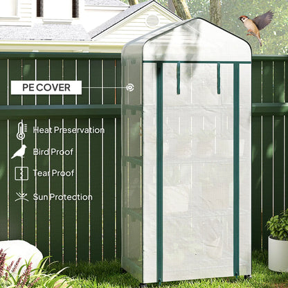 Portable Greenhouse, 4 Tier Shelves, PE Cover, White Greenhouses at Gallery Canada