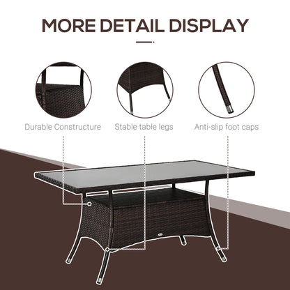 Patio Rattan Dining Table With Glass Top, 59x34x29, Brown Patio Dinning Tables at Gallery Canada
