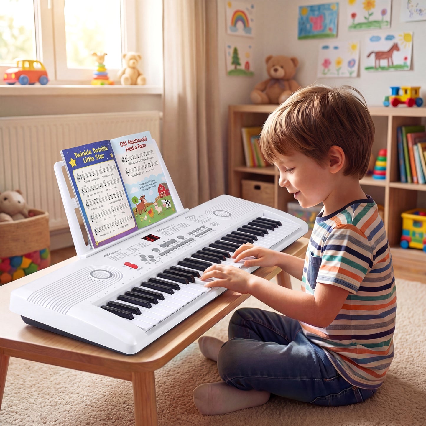 61 Key Portable Digital Keyboard Piano, White Pianos & Keyboards at Gallery Canada