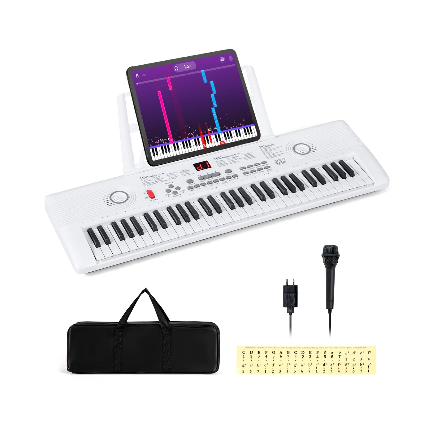 61 Key Portable Digital Keyboard Piano, White Pianos & Keyboards White at Gallery Canada