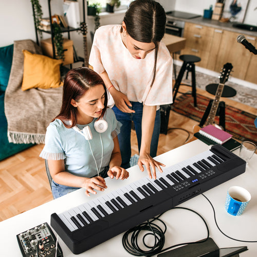 61-Key Foldable Piano Keyboard Full-size Electronic Keyboard with MIDI and Split Function, Black