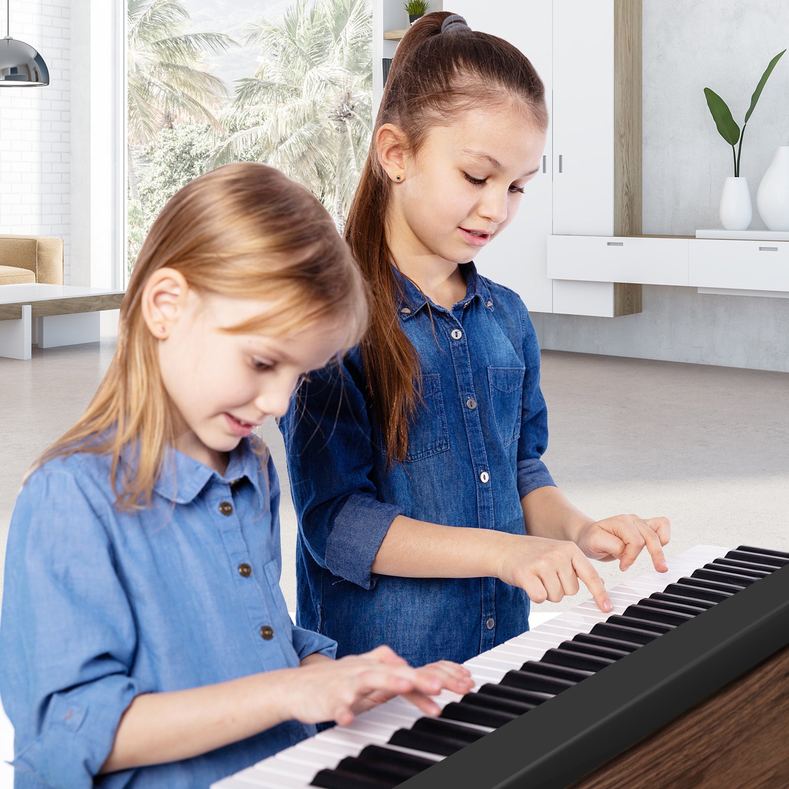 61-Key Folding Piano Keyboard, Full Size Keys, Music Stand, Black Pianos & Keyboards at Gallery Canada
