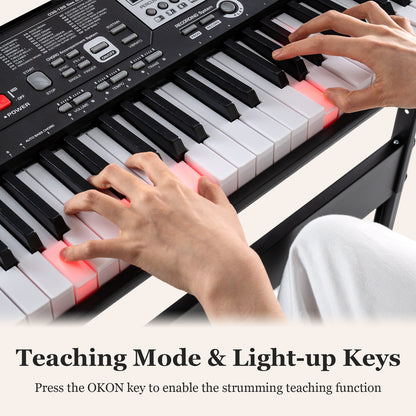 61 Keys Beginners Piano Keyboard Electric Keyboard Kit with Adjustable Stand and Stool, Black Pianos & Keyboards at Gallery Canada