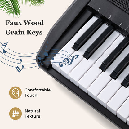 61 Keys Beginners Piano Keyboard Electric Keyboard Kit with Adjustable Stand and Stool, Black Pianos & Keyboards at Gallery Canada