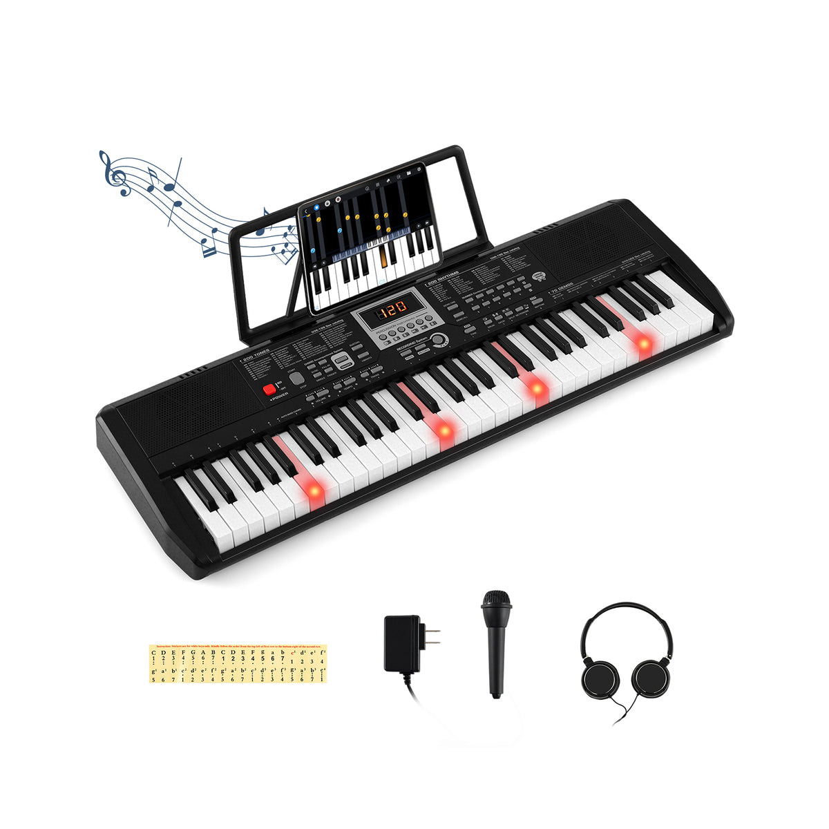61 Keys Portable Keyboard for Beginners Electric Piano Keyboard Kit with 200 Rhythms and 200 Tones, Black Pianos & Keyboards at Gallery Canada