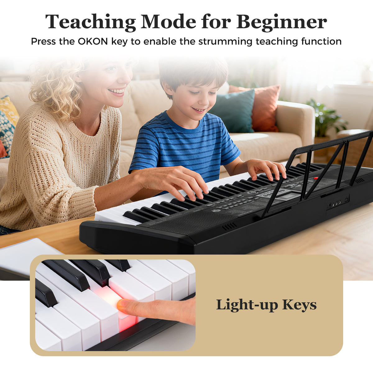 61 Keys Portable Keyboard for Beginners Electric Piano Keyboard Kit with 200 Rhythms and 200 Tones, Black Pianos & Keyboards at Gallery Canada